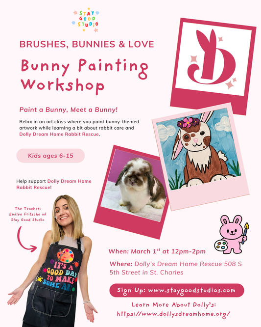 Bunny Painting Class with Dolly's Dream Home Rabbit Rescue March 1st
