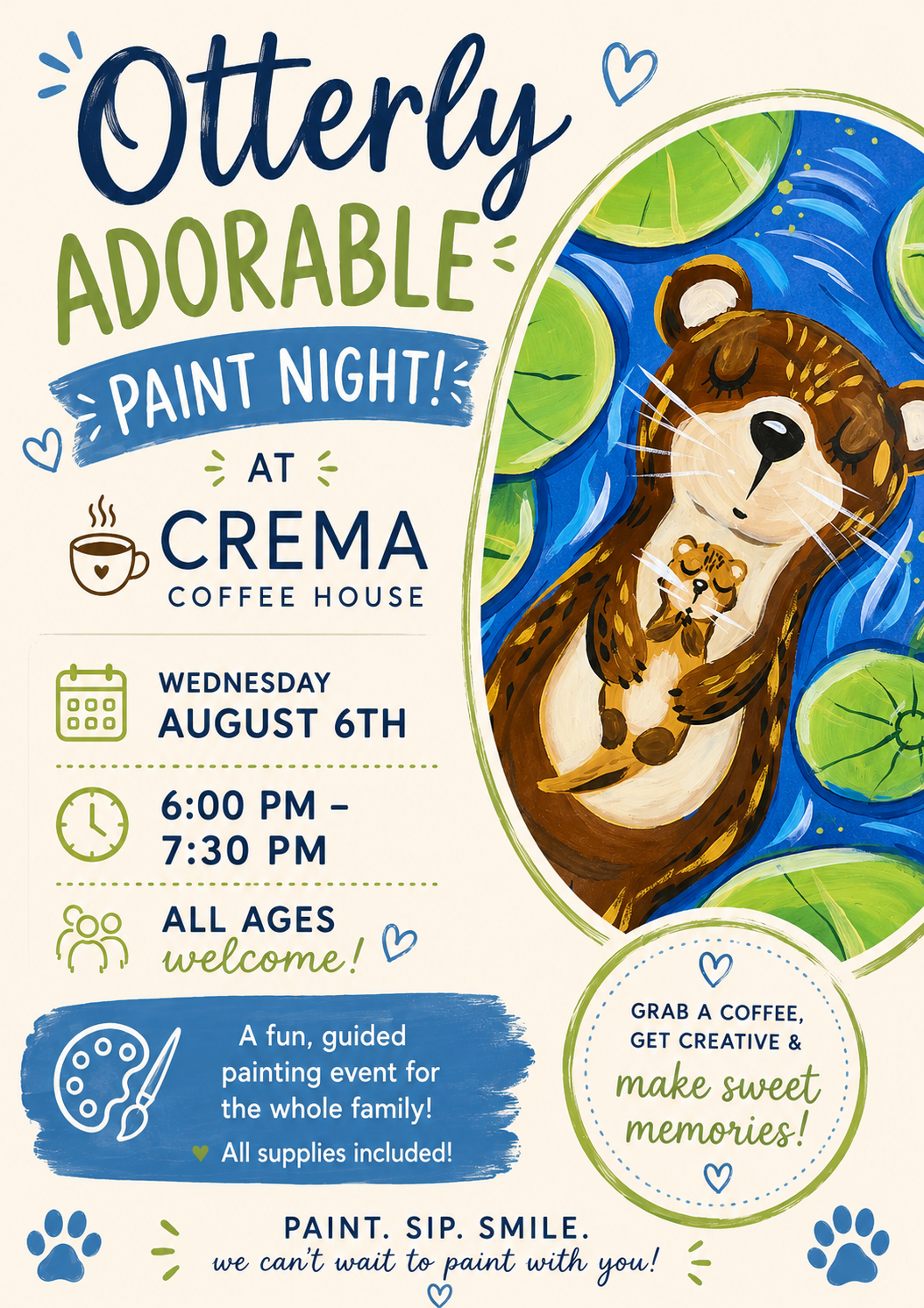 Otter Painting Event at Crema Coffeehouse