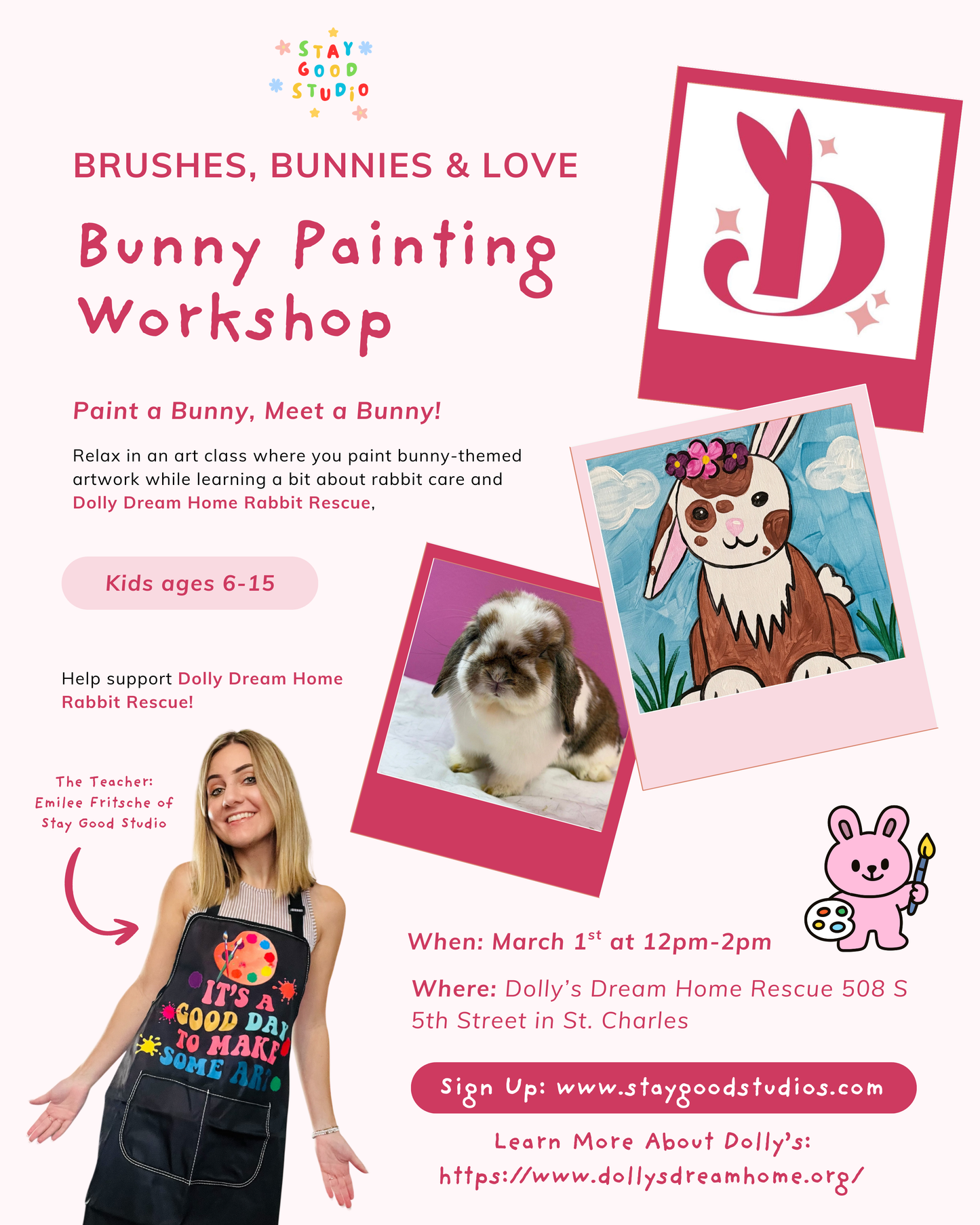 Bunny Painting Class with Dolly's Dream Home Rabbit Rescue March 1st