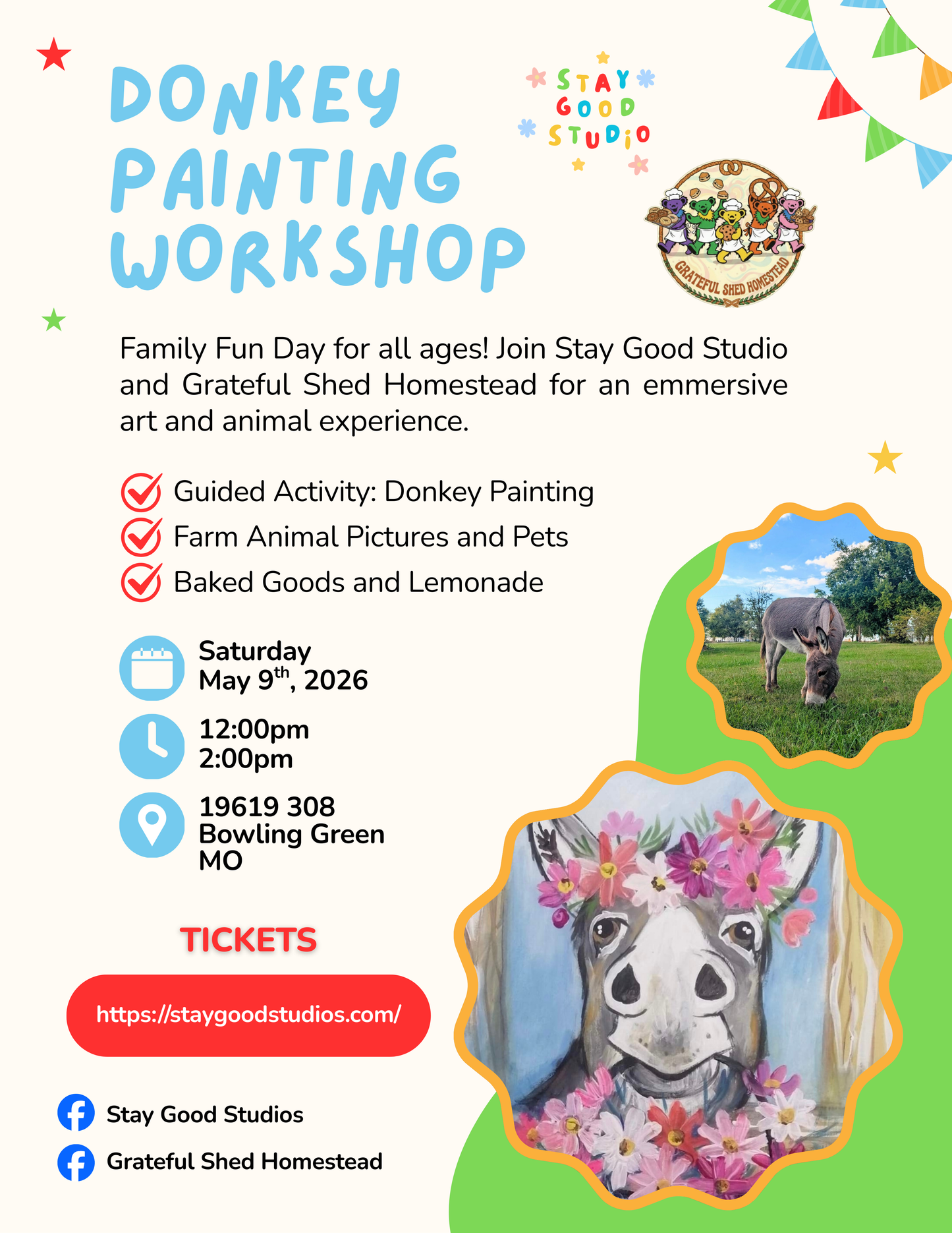 Donkey Painting Workshop at Grateful Shed Homestead Farms May 9th