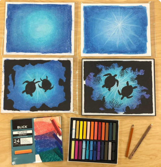 January 10th: Ages 9-12 Soft Pastel Turtle Silhouette Workshop